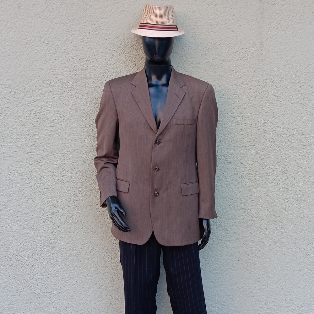 Tommy Hilfiger Men's Vintage Brown Pure Wool Luxury Blazer